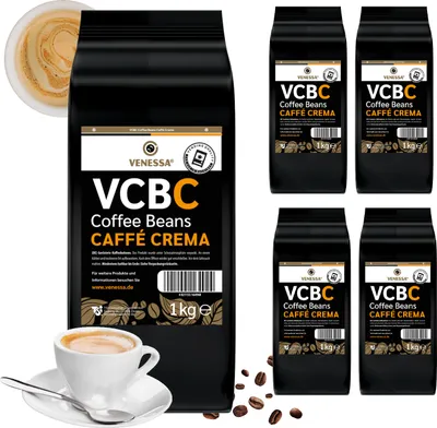 Produktbild von VENESSA VCBC Caffè Crema 5 x 1kg ganze Kaffeebohnen - natur geröstet - 100% Robusta