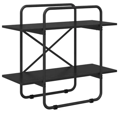 Obrázok produktu pre Knižnica, 2 police, 80 x 35 x 70 cm, plast, čierna, vzhľad dubového dreva