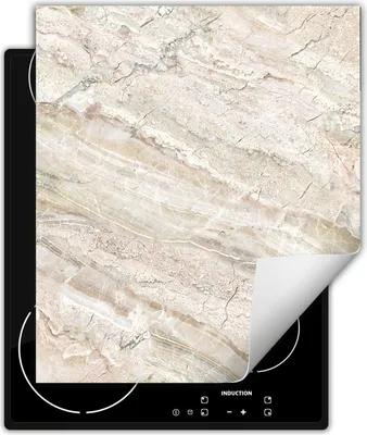 Produktbild von DarHaus Herdabdeckplatte 45x52 cm Anti Rutsch Matte Aufrollbar, beige - Marmor
