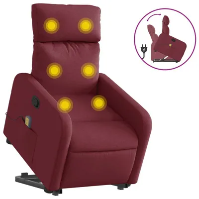 Produktbild von vidaXL Massagesessel mit Aufstehhilfe Weinrot Stoff