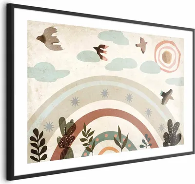 Produktbild von Posterpapier Poster - Rainbow and Birds 60x40 cm Für Kinder e-C-10065-ao-a