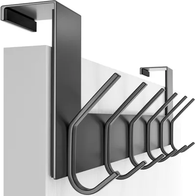 Imagen del producto de Barra de enganches para puerta, acero inoxidable , con 6 ganchos, ideal para baño y pasillo
