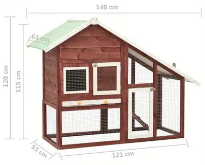 Immagine prodotto di Alloggio per animali – Gabbia per conigli – Gabbia per roditori, realizzata in legno massello, con sistema di ventilazione, dimensioni 140x63x120 cm