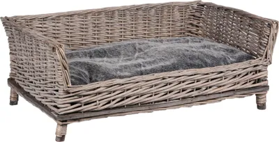Produktbild von UNUS Hundebett Hundekorb Haustierkorb eckig mit grauem Kissen 90 cm