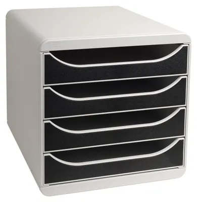 Imagen del producto de EXACOMPTA, caja de almacenamiento con cajones BIG-BOX, 4 cajones, color gris claro