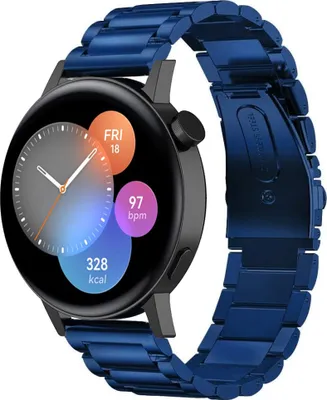 Produktbild von Strap-it Stahlband - Kompatibel mit Huawei Watch GT 3Armband 42mmHochwertiger EdelstahlHuawei watch strap Armband mit faltschließe für 20mmArmband Blau