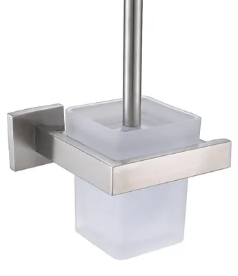 Produktbild von Toilettenbürstenhalter aus Edelstahl - Inklusive Bürste und Mattglasbecher