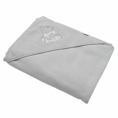Produktbild von New Baby 100x100 graues Bärentuch mit Kapuze