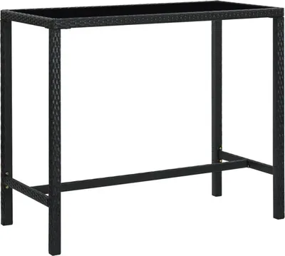 Productafbeelding van TALCUS Tuinmeubel, bartafel, zwart, 130x60x110 cm, gemaakt van polyrotan en glas