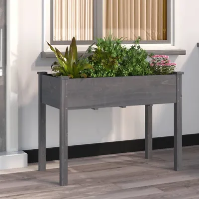 Produktbild von "2026 Promotion" Hochbeet - Pflanzkübel - mit Einsatz Grau 118x59x76 cm - Massivholz Tanne - Beete CC22199