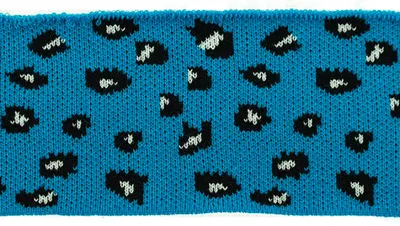 Cuff Bündchen Strickbündchen 110x7cm Baumwolle elastisch, Leopard blau