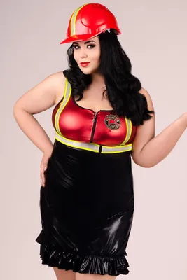 Produktbild von Andalea Feuerwehrfrau Minikleid E-2023 Damen Feuerwehr Kostüm, schwarz/rot, Gr. 54/56