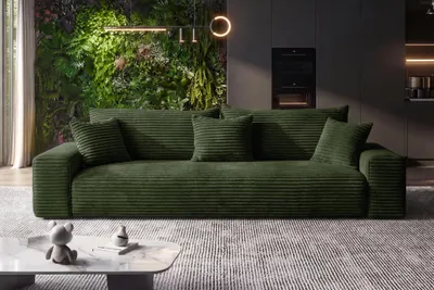 Produktbild von Sofa Cordo By Sofiland - Schlafsofa Mit Bettkasten, Cord-Sofa 265X105 Cm, Dunkelgrün 39