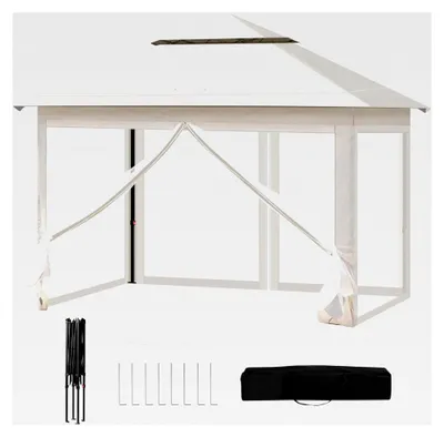 Produktbild von Faltpavillon 3x3 m mit Moskitonetz, wasserdicht und stabil, höhenverstellbar, UV-Schutz, Gartenpavillon mit 4 Seitenteilen und Tragetasche, Beige