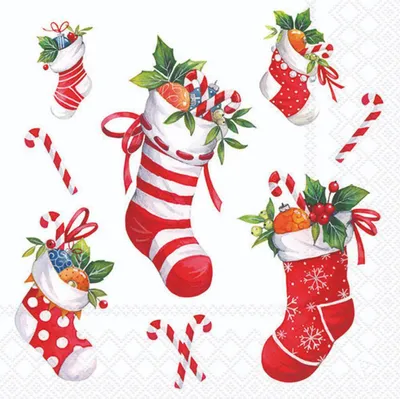 Produktbild von Servietten 33x33 cm - X-Mas stockings white