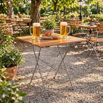 Biergarten Tisch Klapptisch Gartentisch Stehtisch klappbar Akazie Stahl 70x70cm