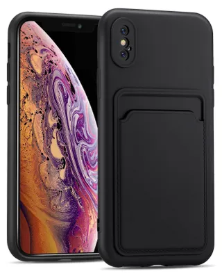 Immagine prodotto di Custodia per telefono cellulare per Apple iPhone X / XS copertura protettiva in silicone con slot per schede Slim Wallet Case, nero