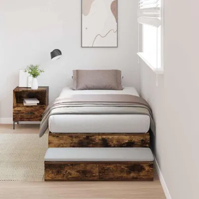 Produktbild von Maison Exclusive - Aufbewahrungsbettgestell Geräucherte Eiche 90 cm Holzwerkstoff