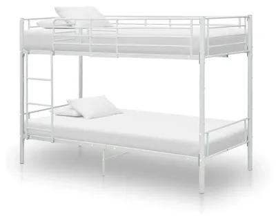 Produktbild von Etagenbett Kinderbett Hochbett Metallbett Stockbett Bettgestell Doppelstockbett Schlafzimmer Kinderzimmer Weiß Metall 90×200 cm