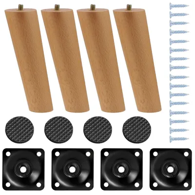 Image de Omgoods - Lot de 4 pieds en bois de 15 cm pour meubles