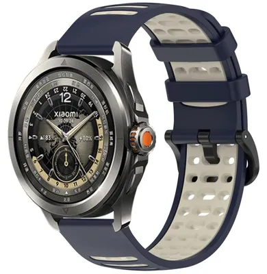 Produktbild von Für Xiaomi Watch S4 Sport Two Color Silikon Ersatz Watch Armband mit Schnellverschluss Dunkelblau