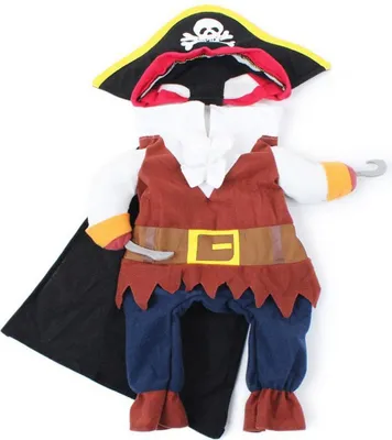 Produktbild von Halloween-Kleidung aus Polyester, niedlich, langlebig, für Haustiere, Piraten, lustiges Kostüm, für Katzen und Hunde (S)