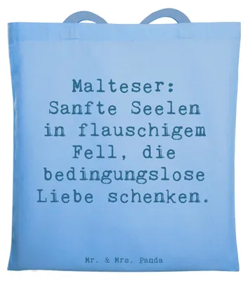 Produktbild von Mr. & Mrs. Panda Shopping Tasche Spruch Malteser Liebe - Sky Blue - Geschenk, freundliche Hunde, festival, liebevoll, Tragetasche, Hunderassen Beschreibung, Vielfalt