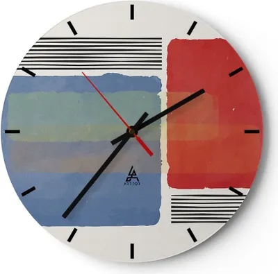 Produktbild von Wanduhr - Rund - Glasuhr - Stück Geometrisch Rechtecke - 30x30cm - Schleichendes Uhrwerk - Lautlos - zum Aufhängen bereit - Dekoration Modern - Wanddekoration aus Glas - C3AR30x30-4809