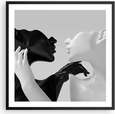 Produktbild von Gerahmtes Poster - Schwarzer Rahmen - Schwarz Weiß Statue - 60x60 cm - Wand Bild - Wanddeko - Wandbilder - Kunstposter - Wandposter - Bilderrahmen - Bilder - Kunstdruck - P2BAC60x60-4736
