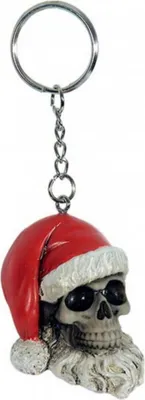 Produktbild von Weihnachts-Schlüsselanhänger Totenkopf Weihnachtsmütze