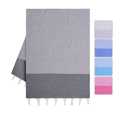 Produktbild von HereMood Hamamtuch aus 100% recycelter Baumwolle - 90x170 cm Strandtuch, Saunatuch, Badetuch– Saugstarkes & Schnell Trocknendes Saunatuch, Schwarz 1er
