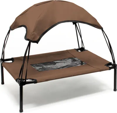 Produktbild von Wiltec pelech pre psov so strieškou hnedý 76 x 60 x 16 cm veľkosť M do 25 kg vonkajší pelech pre mačky miesto na spanie pre domáce zvieratá slnečná strieška
