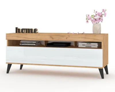 Produktbild von TV-Lowboard Fernsehschrank PLAY STEHEND Craft Eiche/Weiß Hochglanz 140cm