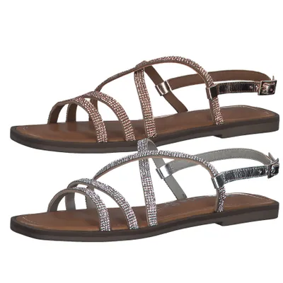 Produktbild von Tamaris Damen Sandalen Leder Riemchensandalen Glitzer 1-28132-28, Größe:41 EU, Farbe:Braun