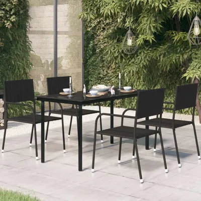 Produktbild von Garten-Esstisch Schwarz 140x70x74 cm Stahl und Glas - Gartentische CC9915