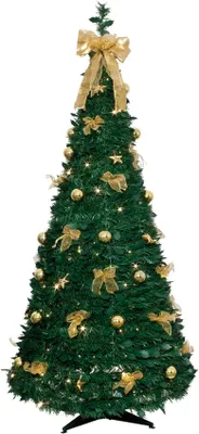 Produktbild von Best Season LED-Tannenbaum mit goldener Deko, beleuchtet ca. 190 cm, 144 LED w/w, faltbar, 8 Fkt., 603-91