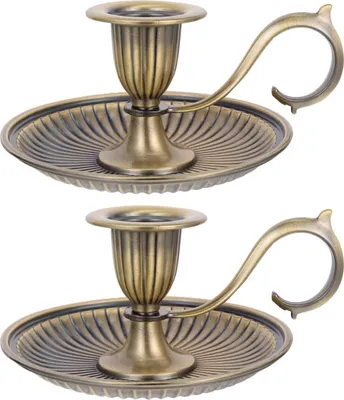 Produktbild von Zweiteiliges Vintage-Kerzenständer-Set mit Griffen – konische Vintage-Kerzenständer, perfekt für Tischdekorationen, Zuhause, Hochzeiten und Partys.