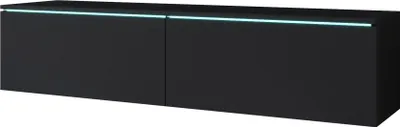 A modern, minimalist TV cabinet with integrated LED lighting.
