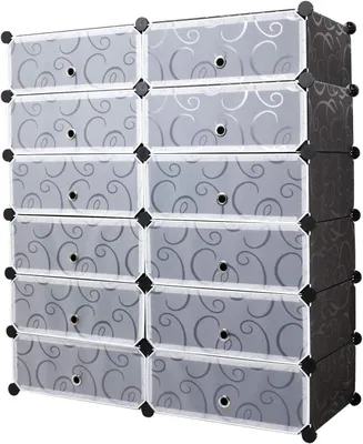 Produktbild von Schuhregal 91 x 36 x 105 cm, 12 Fächer, 24 Paar Schuhe, schwarz, für Flur