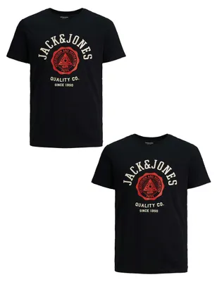 Produktbild von JACK & JONES Logo T-Shirt 2-er Stück Pack Rundhals Shirt Kurzarm Set JJELOGO Größe: S