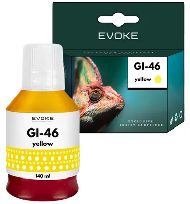Produktbild von Evoke-Tintenpatrone für Canon-Drucker GI46 gelb, 140 ml, 14.000 Seiten, GI-46 gelb, kompatibel mit Maxify GX3040, GX4040, GX4050, GX5040, GX5050, GX6040, GX6050, GX7040, GX7050