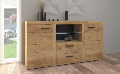 Produktbild von Kommode Sideboard mit Schubladen RUMBA / RODOS 2D2SZ eiche lefkas