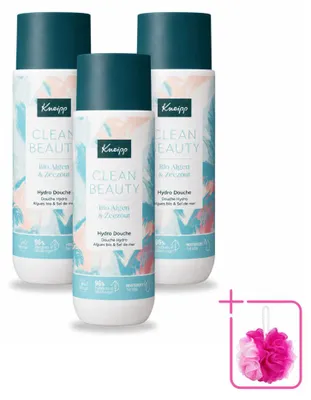 Imagen del producto de 3 unidades de gel de ducha Kneipp Clean Beauty, con algas y sal marina, 200 ml cada uno. Paquete económico
