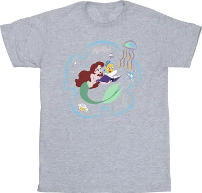Produktbild von Disney - "The Little Mermaid Reading A Book" T-Shirt für Herren BI50144 (4XL) (Grau)