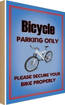 Produktbild von vianmo Holzschild 30x20 cm Fahrrad Bicycle parking only Parkplatzschild