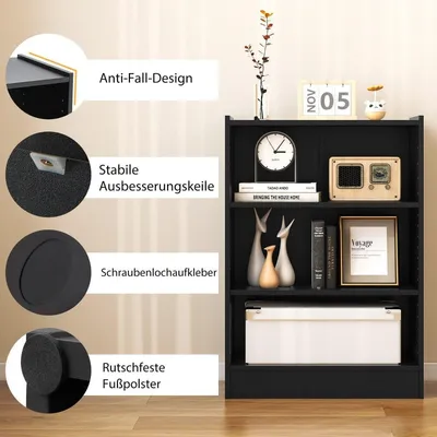 Productafbeelding van Boekenkast met 3 verstelbare planken, zwart, 50x30x75 cm
