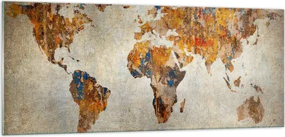 Produktbild von Bilder auf glas - Welt Karte Kontinente Geographie - 100x40cm - Glasbilder - Wandbilder - Kunstdruck - zum Aufhängen bereit - Wanddekoration aus Glas - Glas Bilder - Wandbild auf Glas - GAB100x40-2783