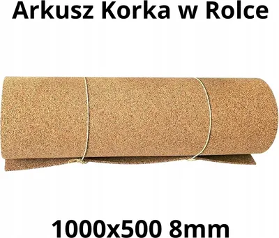 Zdjęcie produktu dla Wysokiej jakości naturalny arkusz korka w rolce 8 mm - 1000x500mm (1 szt.)