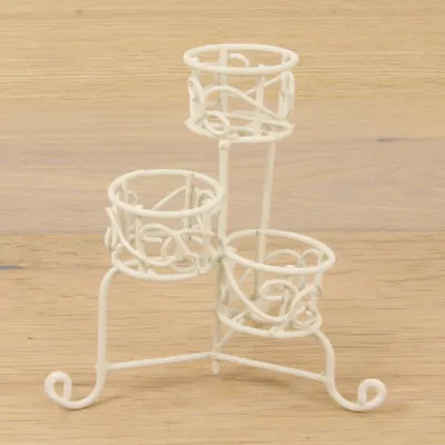 Produktbild von Minigarten Pflanzgefäß 3 Etagen Metall weiß Höhe 8,5 cm