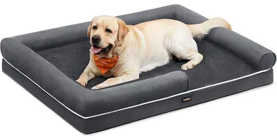 Obrázek produktu pro Ortopedický pelíšek pro psy PGW079G01V1, snímatelný a pratelný potah, 135 x 107 x 23 cm, tmavě šedý
